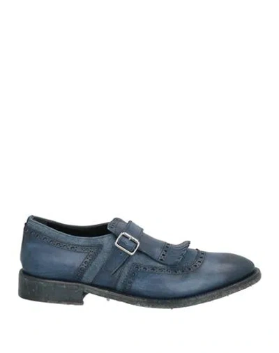 Richard Owen Richard Owe'n Man Loafers Slate Blue Size 8.5 Leather, Textile Fibers