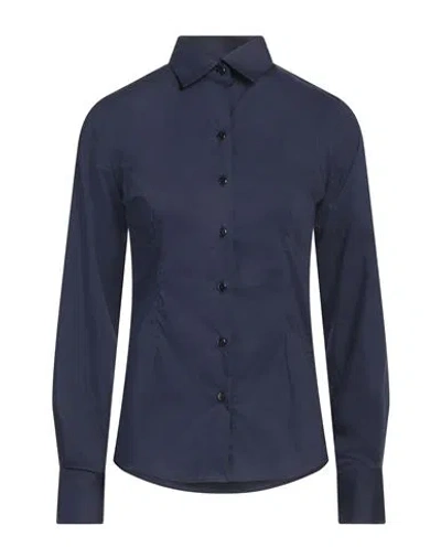 Richard Owen Richard Owe'n Woman Shirt Navy Size 2 Cotton, Polyamide, Elastane