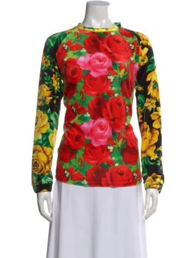 Pre-owned Richard Quinn Floral Print Crew Neck Top W/ Tags In Red