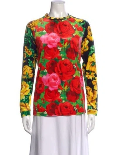 Pre-owned Richard Quinn Floral Print Crew Neck Top W/ Tags In Red