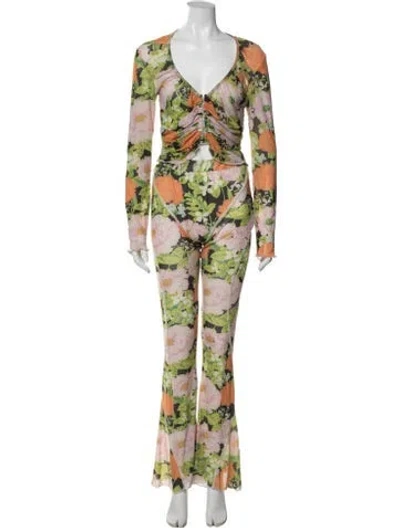 Pre-owned Richard Quinn Floral Print Pant Set In Green