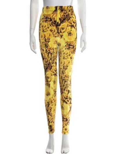 Pre-owned Richard Quinn Floral Print Skinny Leg Pants W/ Tags In Yellow