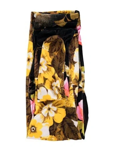 Pre-owned Richard Quinn Floral Print Skinny Leg Pants In Yellow