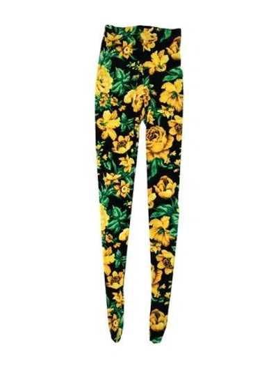 Pre-owned Richard Quinn Floral Print Wide Leg Pants W/ Tags In Yellow