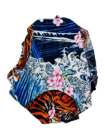 Pre-owned Richard Quinn Graphic Print Wide Leg Pants W/ Tags In Blue