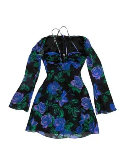 Pre-owned Richard Quinn Silk Mini Dress In Blue