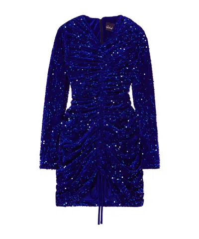 Richard Quinn Velvet Mini Dress In Blue
