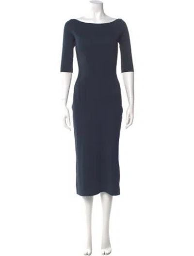 Pre-owned Richard Tyler Bateau Neckline Midi Length Dress In Blue