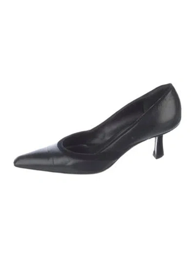 Pre-owned Richard Tyler Leather Crystal Embellishments Pumps In Black