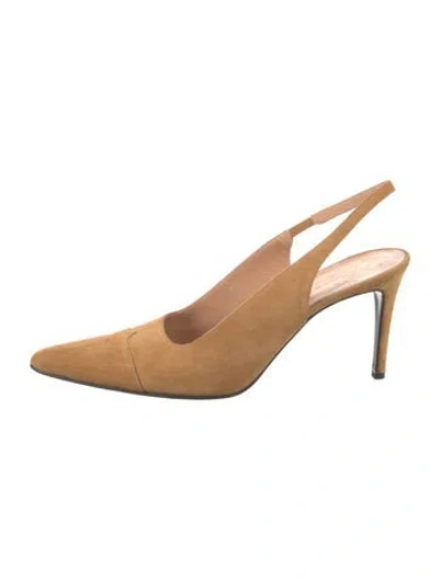 Pre-owned Richard Tyler Leather Slingback Pumps In Neutral
