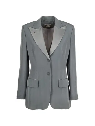 Pre-owned Richard Tyler Peak-lapels Blazer In Gray