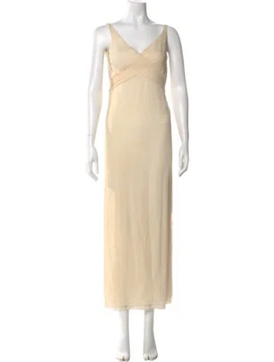Pre-owned Richard Tyler Silk Long Dress In Neutral