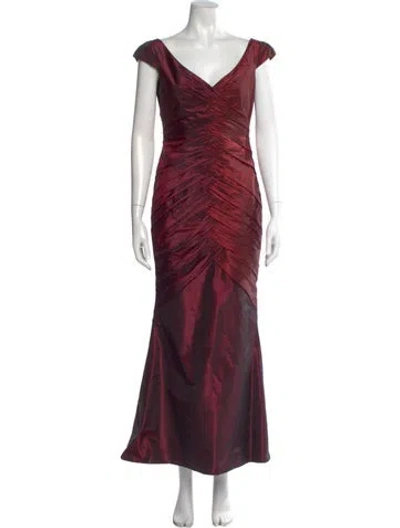 Pre-owned Richard Tyler Silk Long Dress In Red
