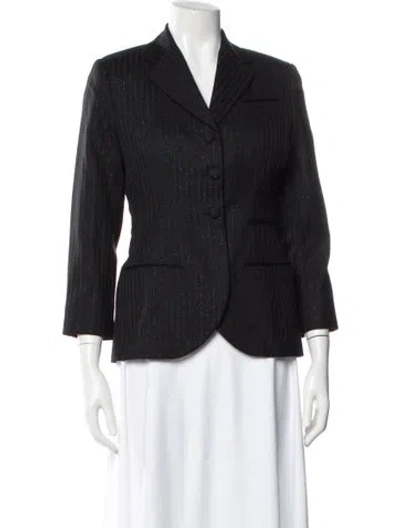 Pre-owned Richard Tyler Striped Blazer In Black