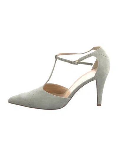 Pre-owned Richard Tyler Suede T-strap Pumps In Green