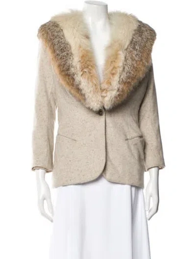 Pre-owned Richard Tyler Vintage 1990's Fur Jacket In Neutral
