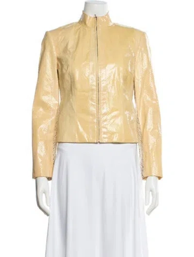 Pre-owned Richard Tyler Vintage 1998 Snakeskin Evening Jacket In Yellow
