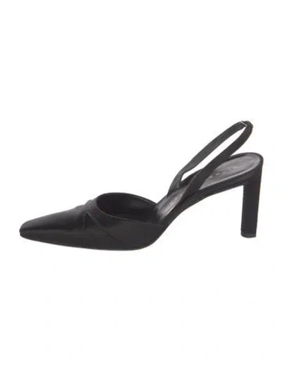 Pre-owned Richard Tyler Vintage Canvas Slingback Pumps In Black