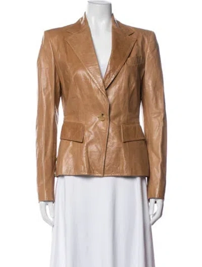 Pre-owned Richard Tyler Vintage Leather Blazer In Brown