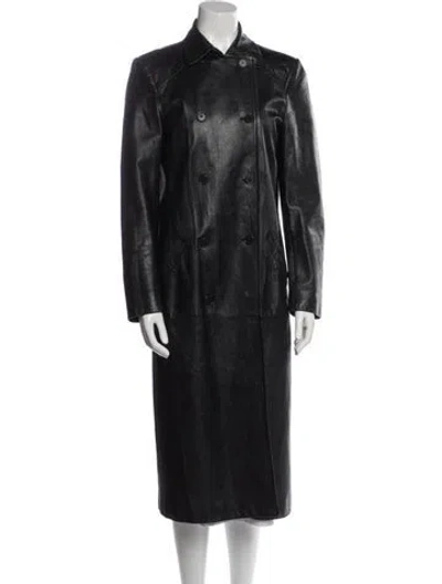 Pre-owned Richard Tyler Vintage Leather Trench Coat In Black