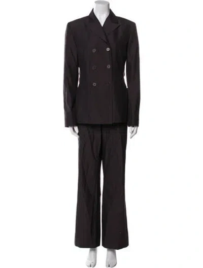 Pre-owned Richard Tyler Vintage Linen Pantsuit In Black
