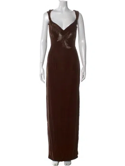 Pre-owned Richard Tyler Vintage Long Dress In Brown