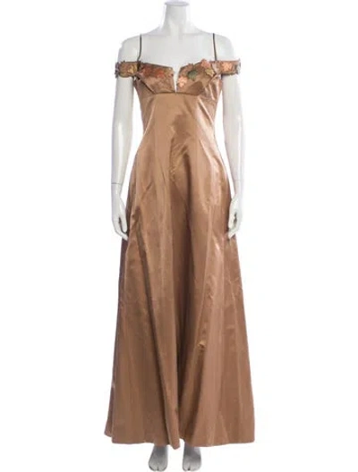 Pre-owned Richard Tyler Vintage Long Dress In Brown
