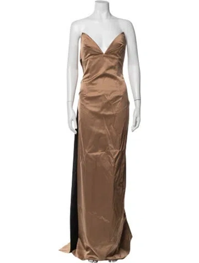 Pre-owned Richard Tyler Vintage Long Dress In Brown