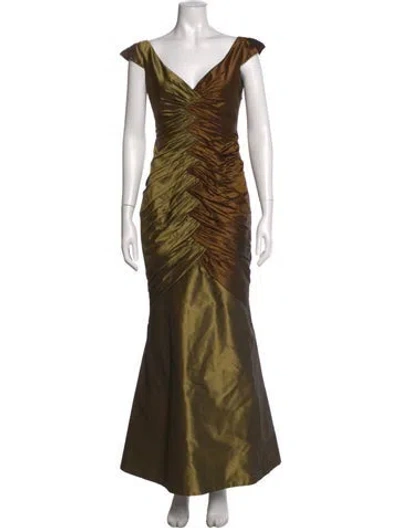 Pre-owned Richard Tyler Vintage Long Dress In Green