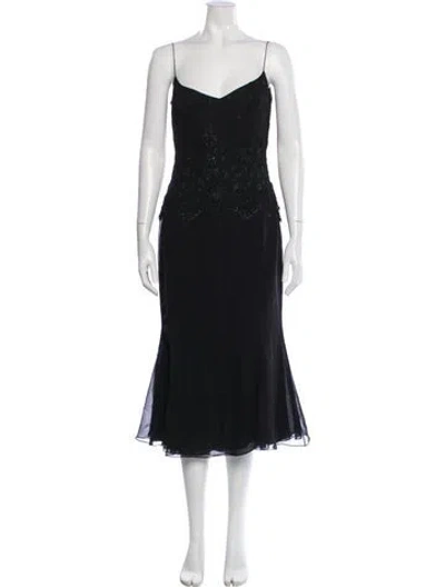 Pre-owned Richard Tyler Vintage Midi Length Dress In Black