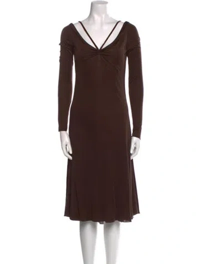 Pre-owned Richard Tyler Vintage Midi Length Dress In Brown