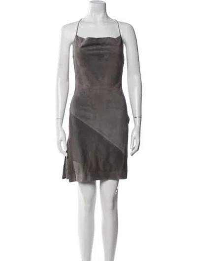 Pre-owned Richard Tyler Vintage Mini Dress In Gray