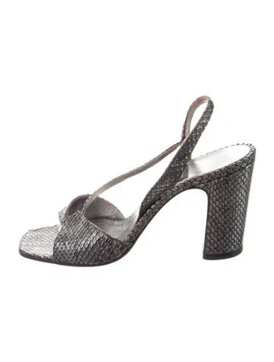 Pre-owned Richard Tyler Vintage Python Slingback Sandals