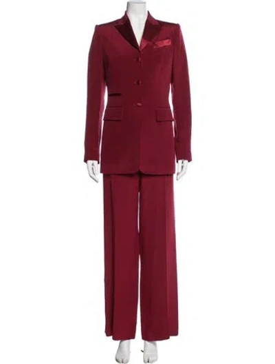 Pre-owned Richard Tyler Vintage Silk Pantsuit In Red