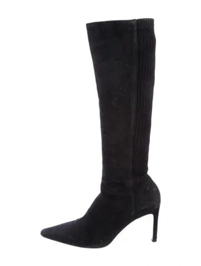 Pre-owned Richard Tyler Vintage Suede Boots In Black