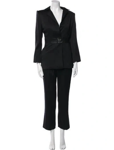 Pre-owned Richard Tyler Vintage Wool Pantsuit In Black