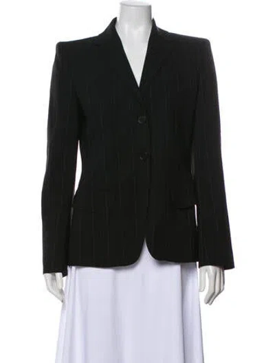 Pre-owned Richard Tyler Virgin Wool Striped Blazer In Gray