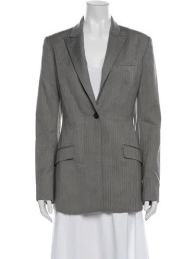 Pre-owned Richard Tyler Virgin Wool Tweed Pattern Blazer In Gray