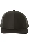 Richardson Adjustable Snapback Trucker Cap In Black