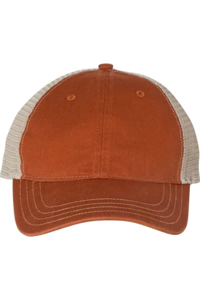 Richardson Garment-washed Trucker Cap In Orange
