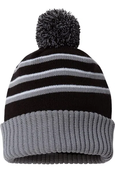 Richardson Stripe Pom Cuffed Beanie In Multi