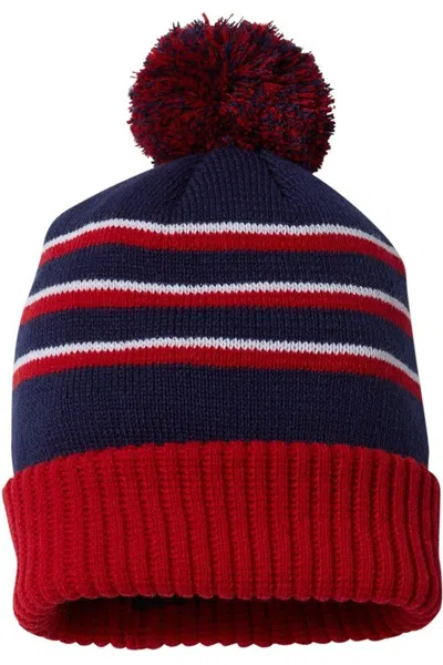 Richardson Stripe Pom Cuffed Beanie In Multi