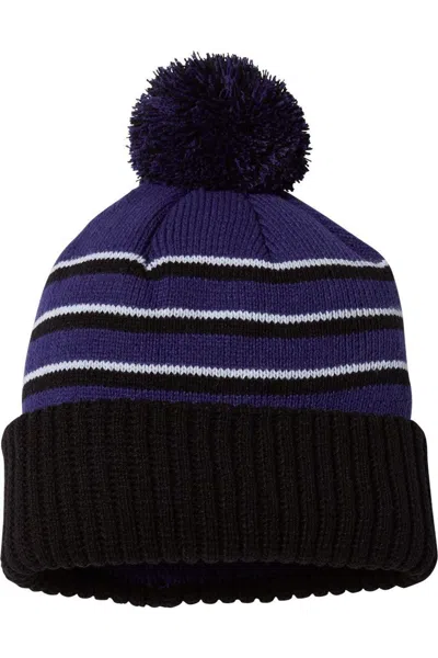 Richardson Stripe Pom Cuffed Beanie In Multi