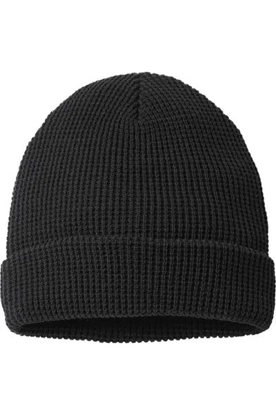 Richardson Waffle Cuffed Beanie In Black