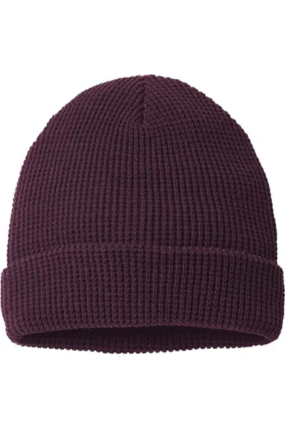 Richardson Waffle Cuffed Beanie In Burgundy