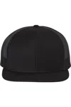 Richardson Wool Blend Flat Bill Trucker Cap In Black