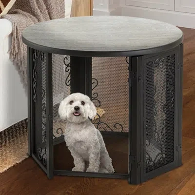 Richell Accent Table Pet Crate In Bronze
