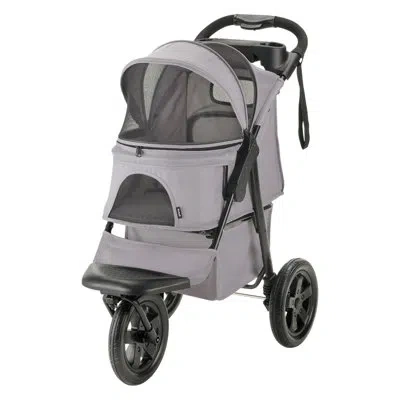 Richell Easy Collapsible Jogging Pet Stroller In Gray