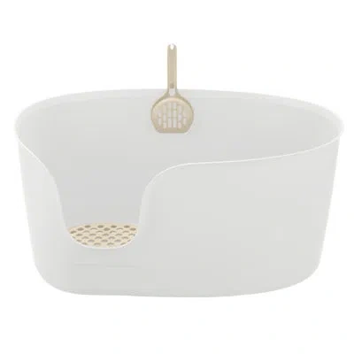 Richell High Wall Cat Litter Box Xl Wide In White