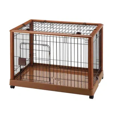 Richell Mobile Pet Crate In Brown